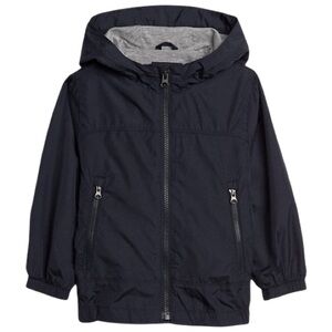 Gap Toddler Navy Jersey Lined Wind Breaker Raincoat  Hooded Jacket 3 Yrs